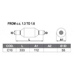 Catalizzatore sportivo asso racing Cromo 200 celle metallico C10