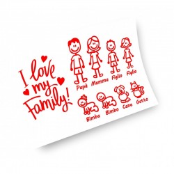Adesivo auto famiglia - Family sticker personaggi completi logo