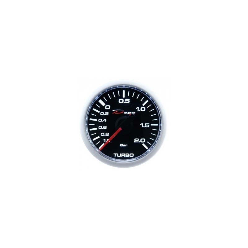 manometro turbo +2 bar depo 52mm FONDO NERO LED BIANCHI