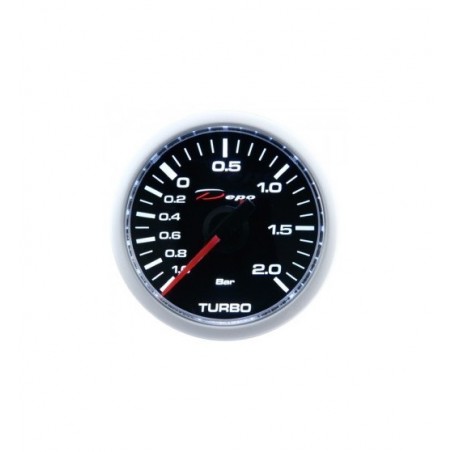 manometro turbo +2 bar depo 52mm FONDO NERO LED BIANCHI