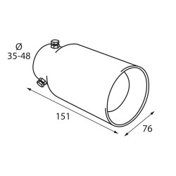 Terminale di scarico in acciaio inox lucidato 76mm codino bordo svasato