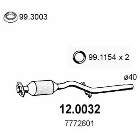 catalizzatore fiat uno 45 motore fire 7772601 12.0032