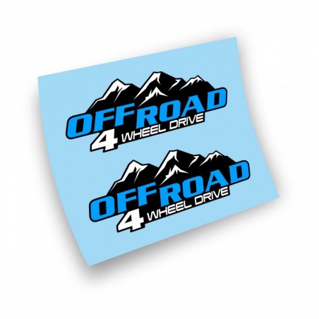 Adesivo sticker off road 4 wheel drive con fondo jeep 4x4