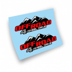 Adesivo sticker off road 4 wheel drive con fondo jeep 4x4