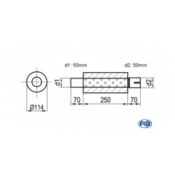 silenziatore universale tondo con cassa da 114mm lunga 25cm