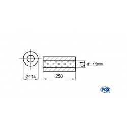 silenziatore universale tondo con cassa da 114mm lunga 25cm senza imbocchi