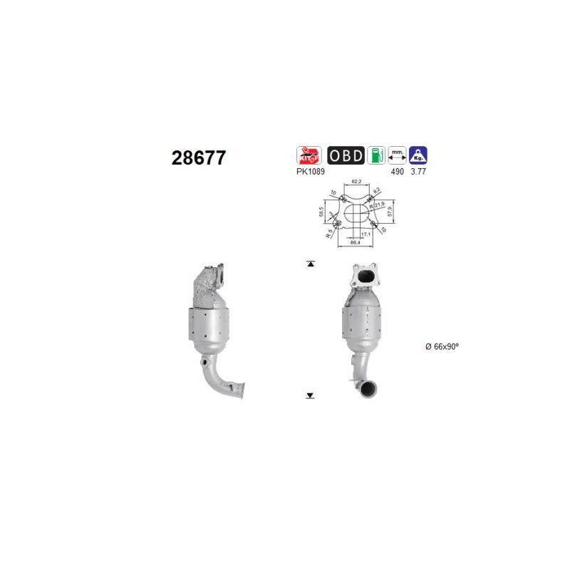 catalizzatore di ricambio citroen c3 II 1000cc 12v 50kw dal 2012