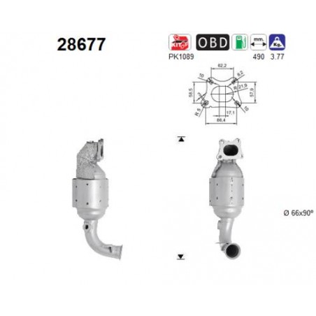 catalizzatore di ricambio citroen c3 II 1000cc 12v 50kw dal 2012