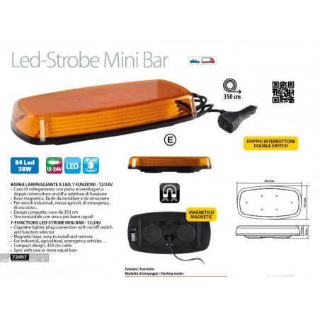 led flash strobe arancio per mezzi di soccorso segnalazione 12v 24v
