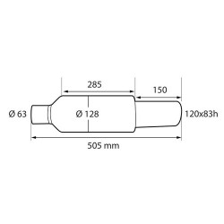 marmitta universale ovale saldabile in acciaio 120 x 83 mm inox
