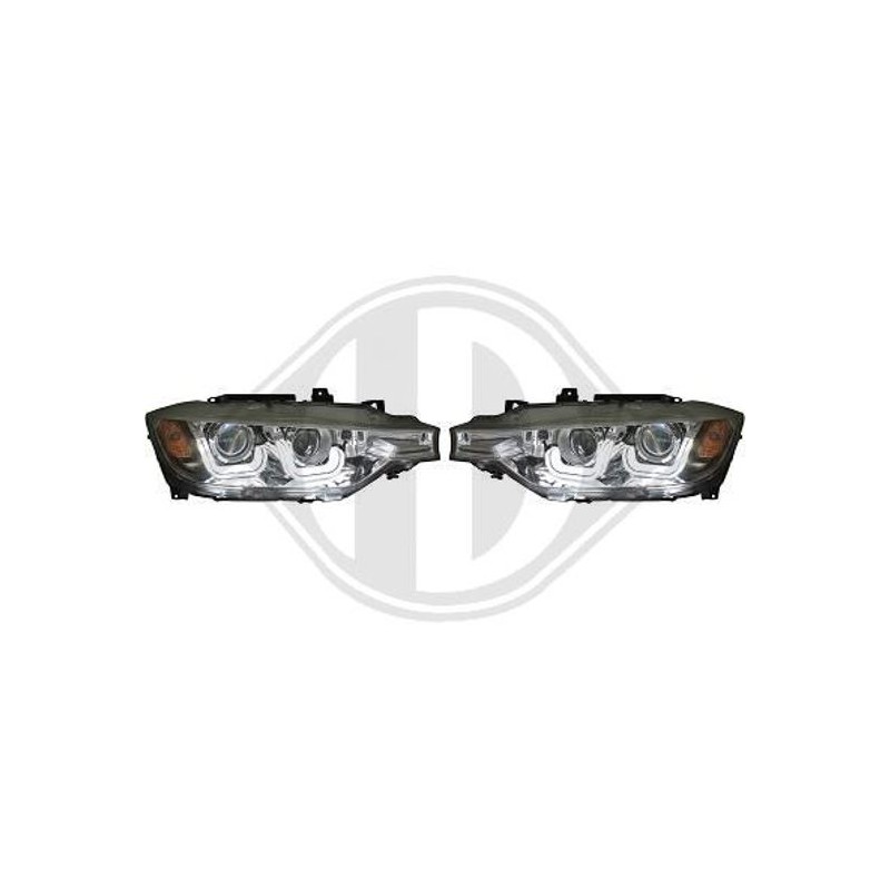 kit fari anteriori bmw serie 3 dal 2011 f30 f31 CROMO FONDO NERO