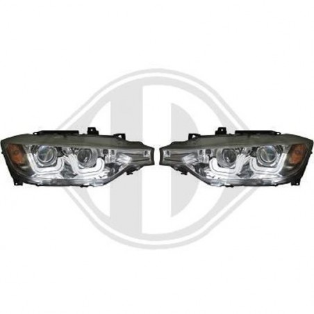 kit fari anteriori bmw serie 3 dal 2011 f30 f31 CROMO FONDO NERO