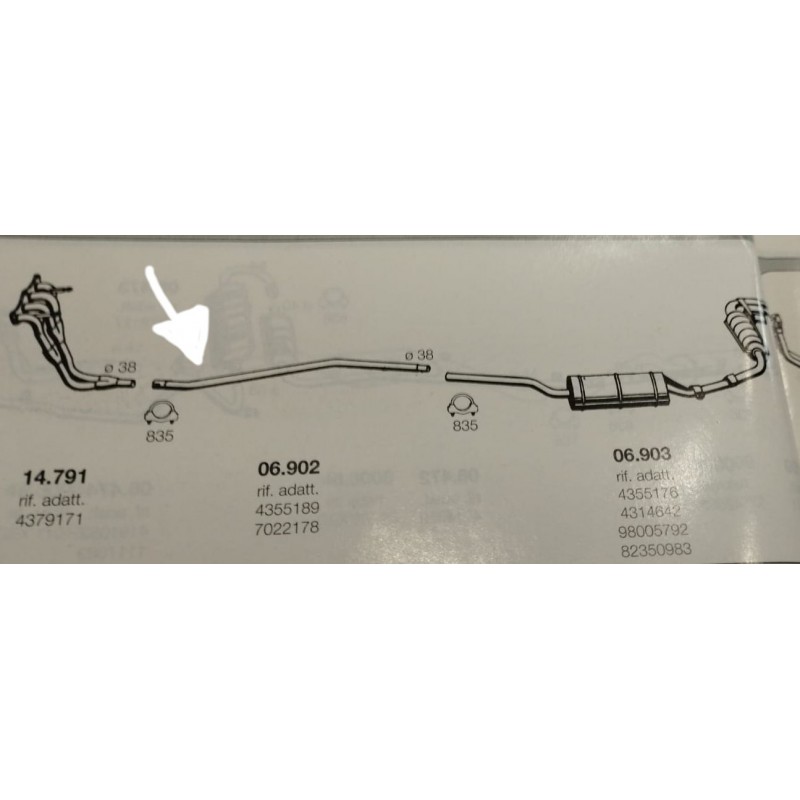 tubo centrale ricambio autobianchi a112 58hp dal 69 a 86