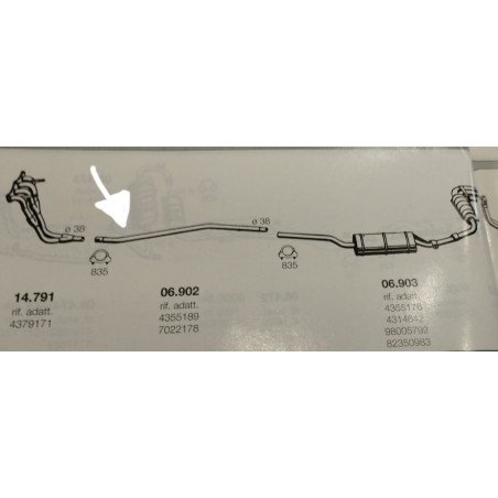 tubo centrale ricambio autobianchi a112 58hp dal 69 a 86