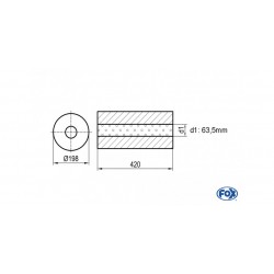 silenziatore universale a saldare diametro cassa 198mm innesto 60mm