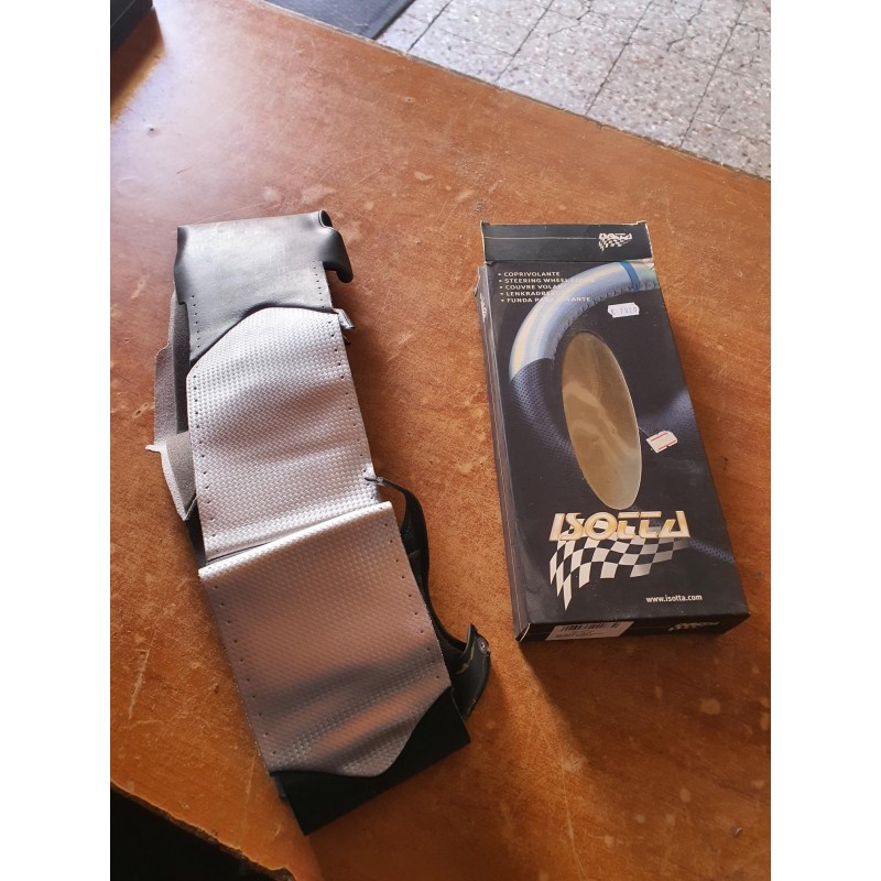 COPRIVOLANTE IN PELLE ISOTTA PELLE NERA E INOX SPECIFICO FIAT