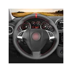 COPRIVOLANTE IN PELLE ISOTTA PELLE NERA E INOX SPECIFICO FIAT