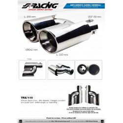 Terminale doppio id 60mm rotondo dritto acciaio inox - TRX/110