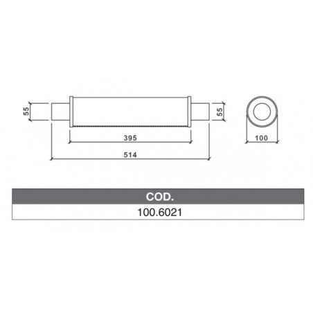 scarico cilindrico da 100mm asso racing 55mm innesto lunghezza 51.4mm