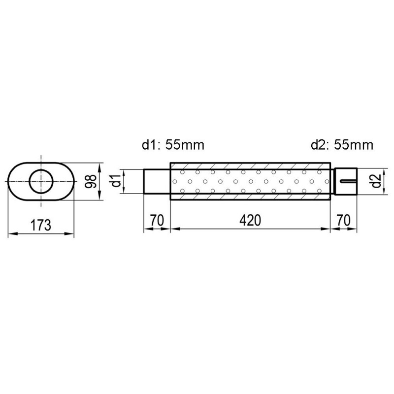 SCARICO CENTRALE O POSTERIORE ACCIAIO FOX RACING OVALE 170*98MM