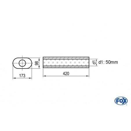 cassa marmitta universale acciaio ovale 173 * 98 mm lunghezza 42cm