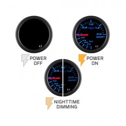 MANOMETRO glowshift  TURBO MENO 1 +2BAR diam 52mm RD-701