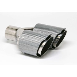 Terminale di scarico in carbonio 2x90mm tondo, taglio sottile sfalsato, argento lucido