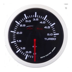 manometro turbo 52mm fondo scala 5 BAR nero fume
