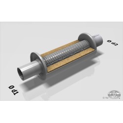marmitta universale tonda diametro 100mm lunghezza FOX 25cm acciaio