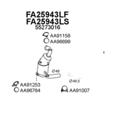 fap dpf fiat tipo II ricambio completo con sonde 1200 70kw