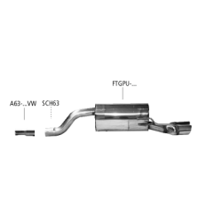 scarico completo acciaio fiat punto Abarth 63mm doppio 76mm
