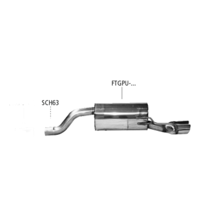 scarico completo acciaio fiat punto Abarth 63mm doppio 76mm