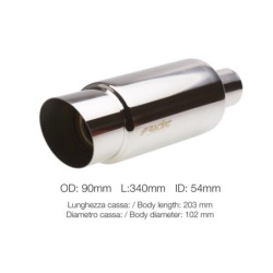 Marmitta rotonda id 51mm inclinata acciaio inox - ESR086