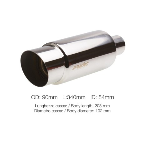 Marmitta rotonda id 51mm inclinata acciaio inox - ESR086