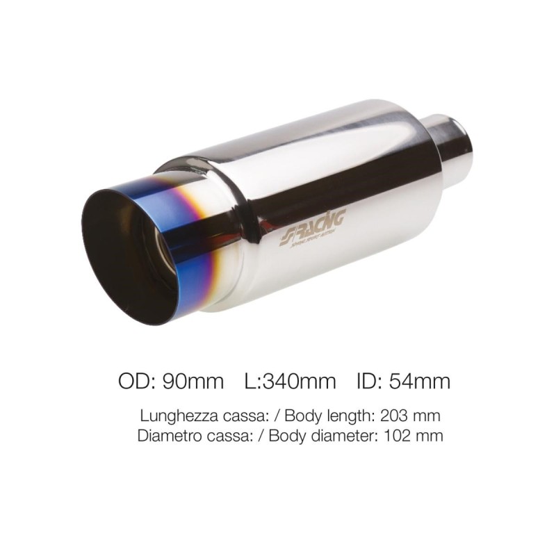 Marmitta rotonda id 51mm inclinata acciaio inox - ESR086/B