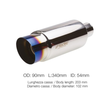 Marmitta rotonda id 51mm inclinata acciaio inox - ESR086/B